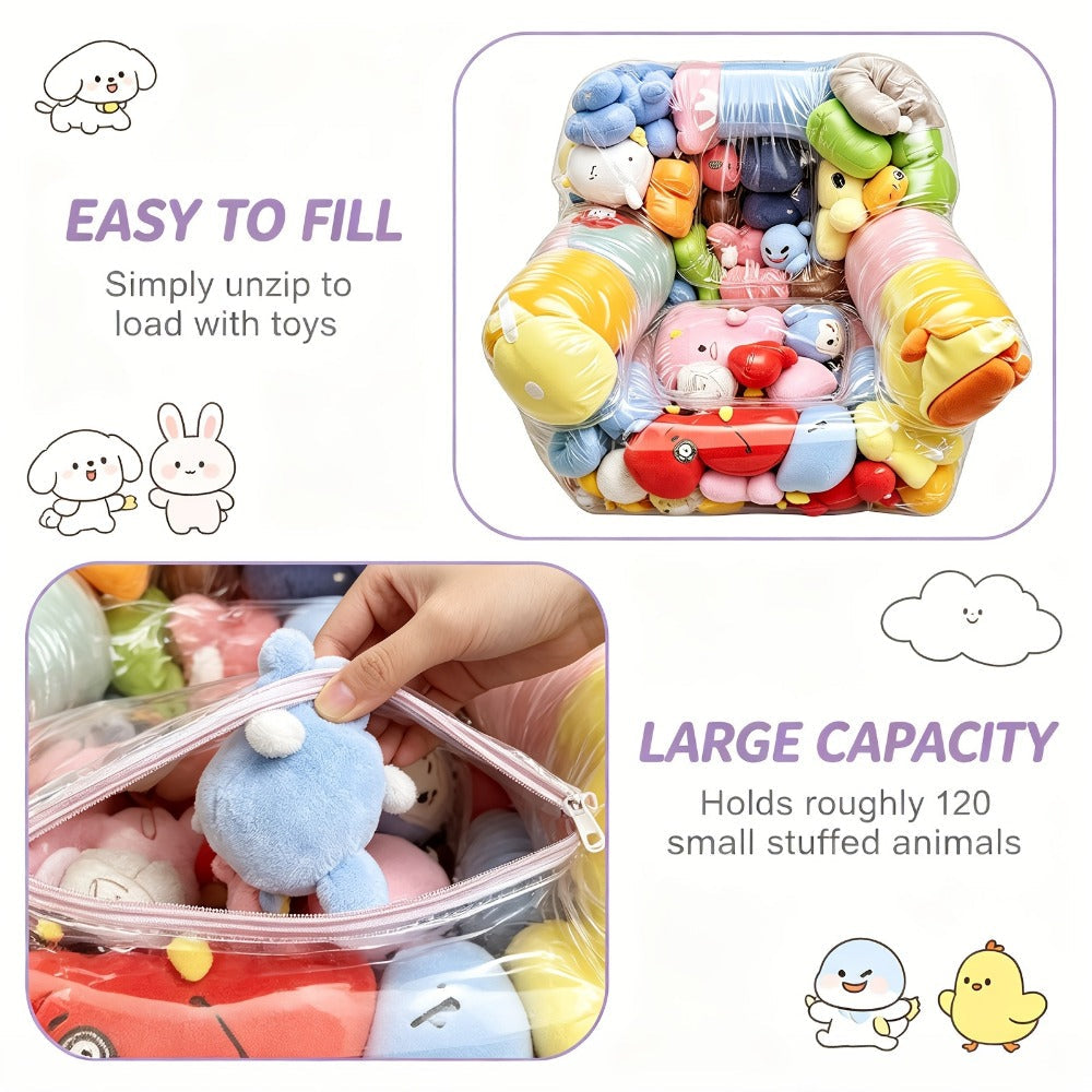 Clear Kids Storage Sofa with Large-Capacity Storage and Padded Seat for Kids' Room detail image
