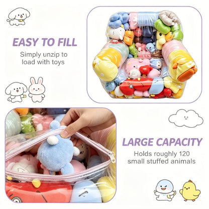 Clear Kids Storage Sofa with Large-Capacity Storage and Padded Seat for Kids' Room detail image