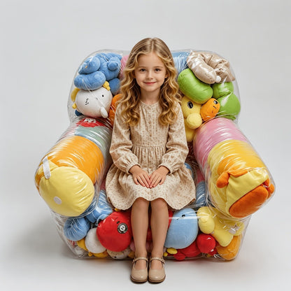 Kids Storage Sofa, Large Capacity Transparent PVC Plush Toy Storage Sofa - Stuffed Animal shown in the main product view