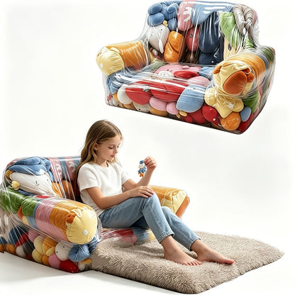 Kids Storage Sofa, Stuffed Animal Storage Sofa - Large Capacity Transparent PVC Plush Toy shown in the main product view