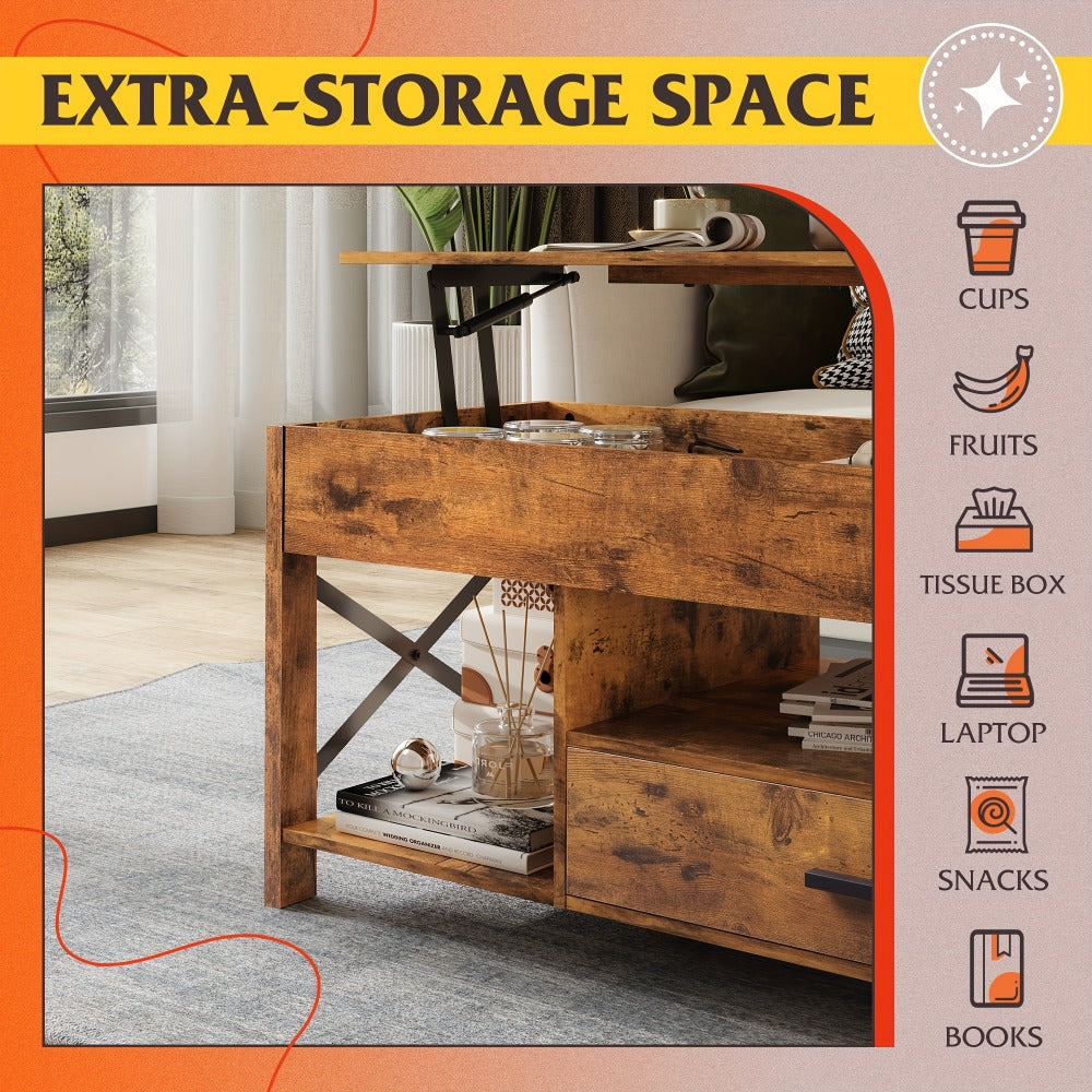 Coffee Table with Storage Drawers and Lift-Top Storage for Living Room detail image - detail view 10