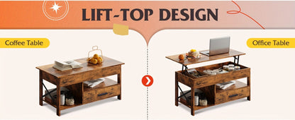 Coffee Table with Storage Drawers and Lift-Top Storage for Living Room detail image - detail view 13