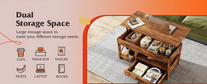 Coffee Table with Storage Drawers and Lift-Top Storage for Living Room detail image - detail view 16