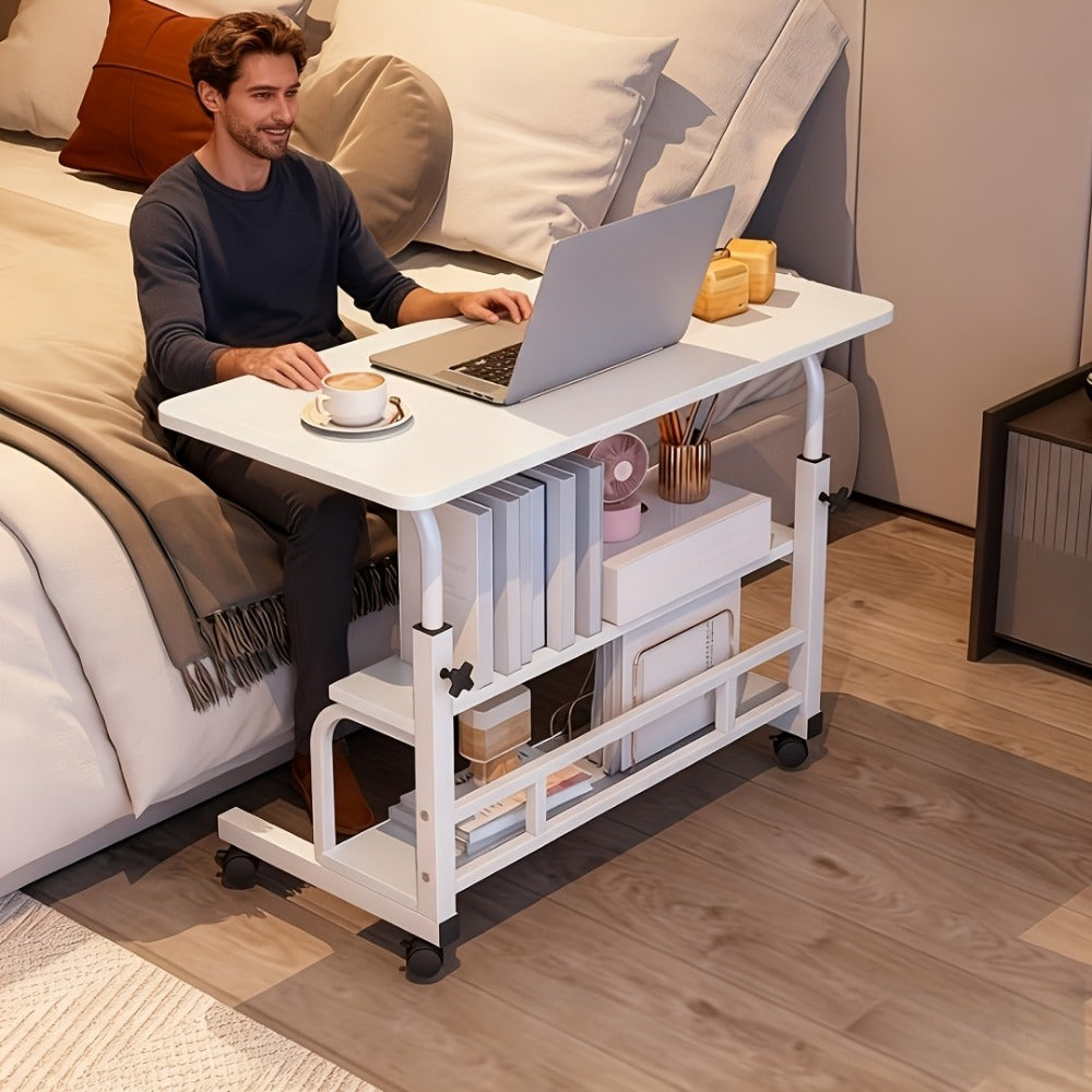 Computer Desk, Mobile with Adjustable Height & Double-Layer Storage - Portable Gaming & shown in the main product view