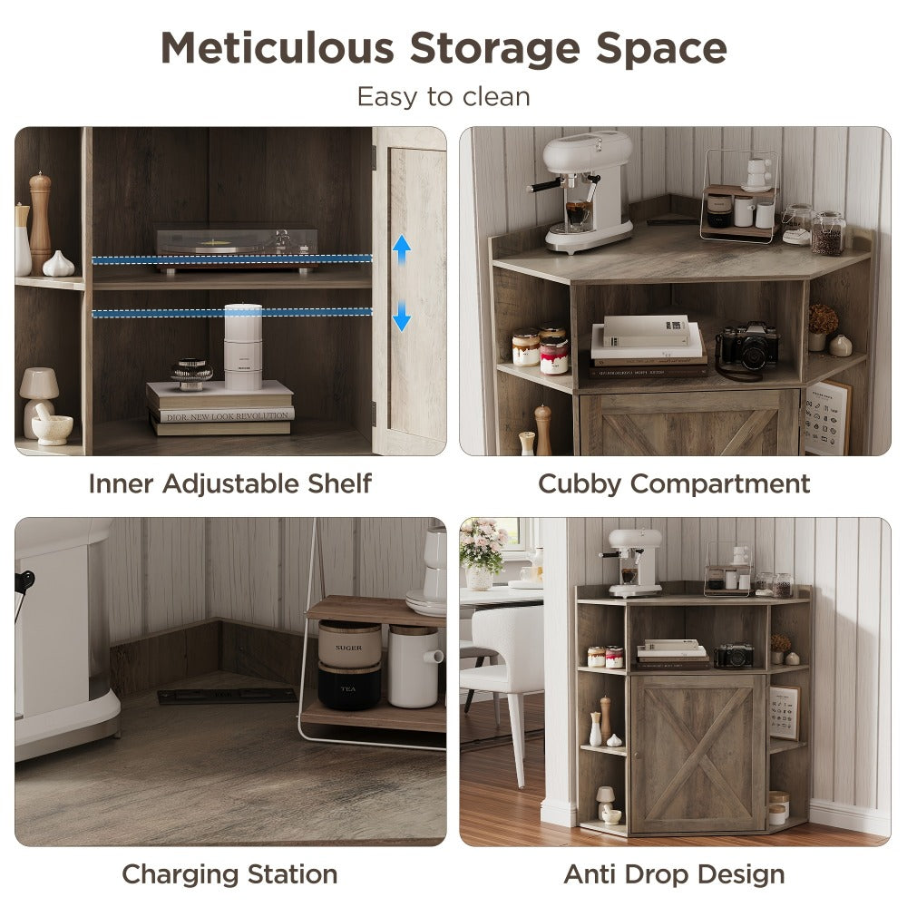Corner Cabinets And Bookshelves with Charging Station for Living Room detail image - detail view 11