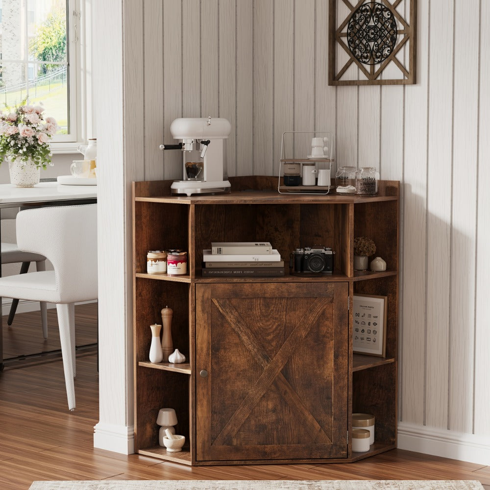 Corner Cabinets and Bookshelves, Corner Cabinet with USB Ports & Outlets - 6-Cubby shown in the main product view