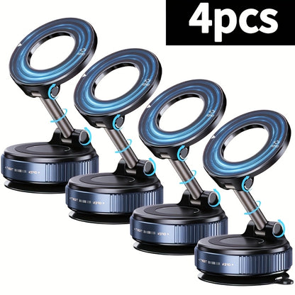 4pcs, 360° Rotating Magnetic Phone Holder, Foldable And Extendable, Suitable for iPhone 16/15/12, ABS Material, Not, Multi-scenario Use: Car/bathroom/gym/mirror, Universal Size, Black, All-season Compatible