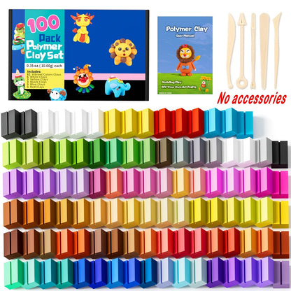 Polymer Clay Kit 50 or 100 Vibrant Colors – Oven Bake Modeling Clay with Sculpting Tools, Non-Toxic DIY Craft Set for Jewelry Making Miniatures Charms, Gift for Kids Teens Adults