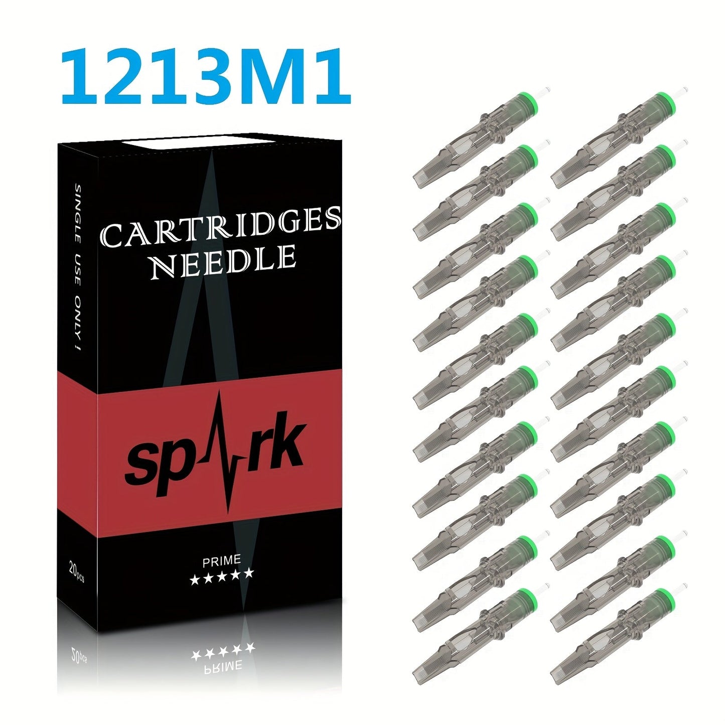 Tattoo Cartridge Needles 20pcs Disposable EO Sterilized 12 Series Round Liner Curved Magnum Flat Shader for Professional Body Art Tattoo Machine RL CM M1 RS