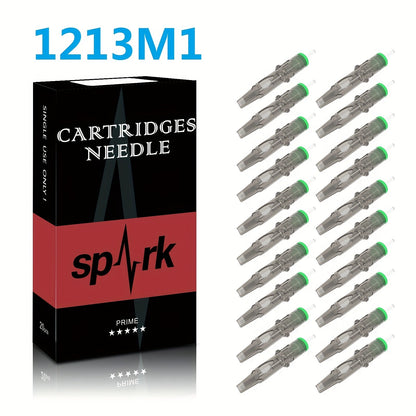Tattoo Cartridge Needles 20pcs Disposable EO Sterilized 12 Series Round Liner Curved Magnum Flat Shader for Professional Body Art Tattoo Machine RL CM M1 RS