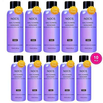 Odorless Acrylic Liquid Monomer Bulk Pack — Professional Crystal Clear Nail Extension Liquid 3pcs 2.54oz or 10pcs 75ml Salon & Home Acrylic Nail System Supply