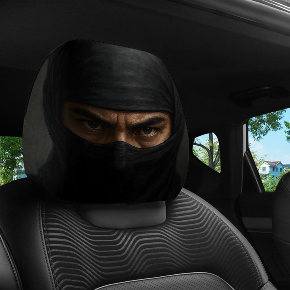 Set of 2 Headrest Covers Featuring a Mysterious Ninja Design, Perfect for Enhancing Your Car'S Interior. These Unfilled Covers Are Suitable for All Vehicles And Are Great for Long Journeys, Road Trips