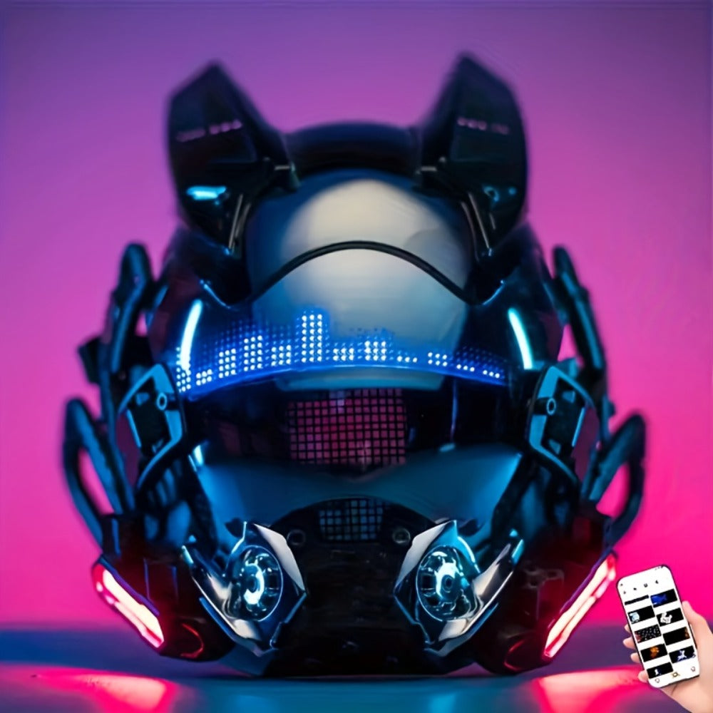 LED Wireless Cyberpunk Mask Light Up – Remote Control Sci-Fi Face Mask for Halloween, Bar Club Rave Party, Stage Performance & Photo Prop, Cool Gift for Men Adults, Black