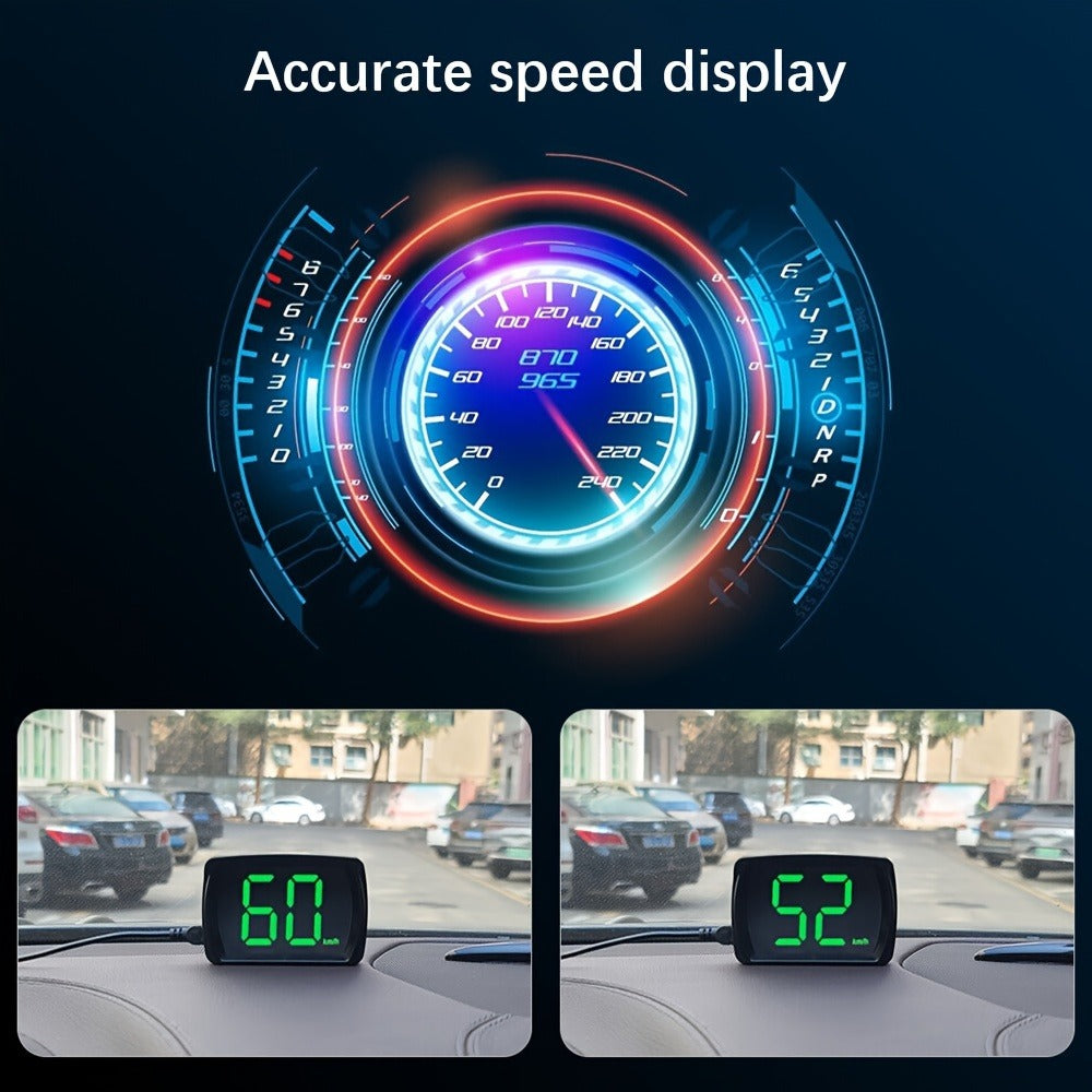 Car HUD Head Up Display OBD2 + GPS Speedometer 3-Inch Windshield Projector, Real-Time Speed MPH, Universal Fit for Cars Trucks Buses Bikes Scooters