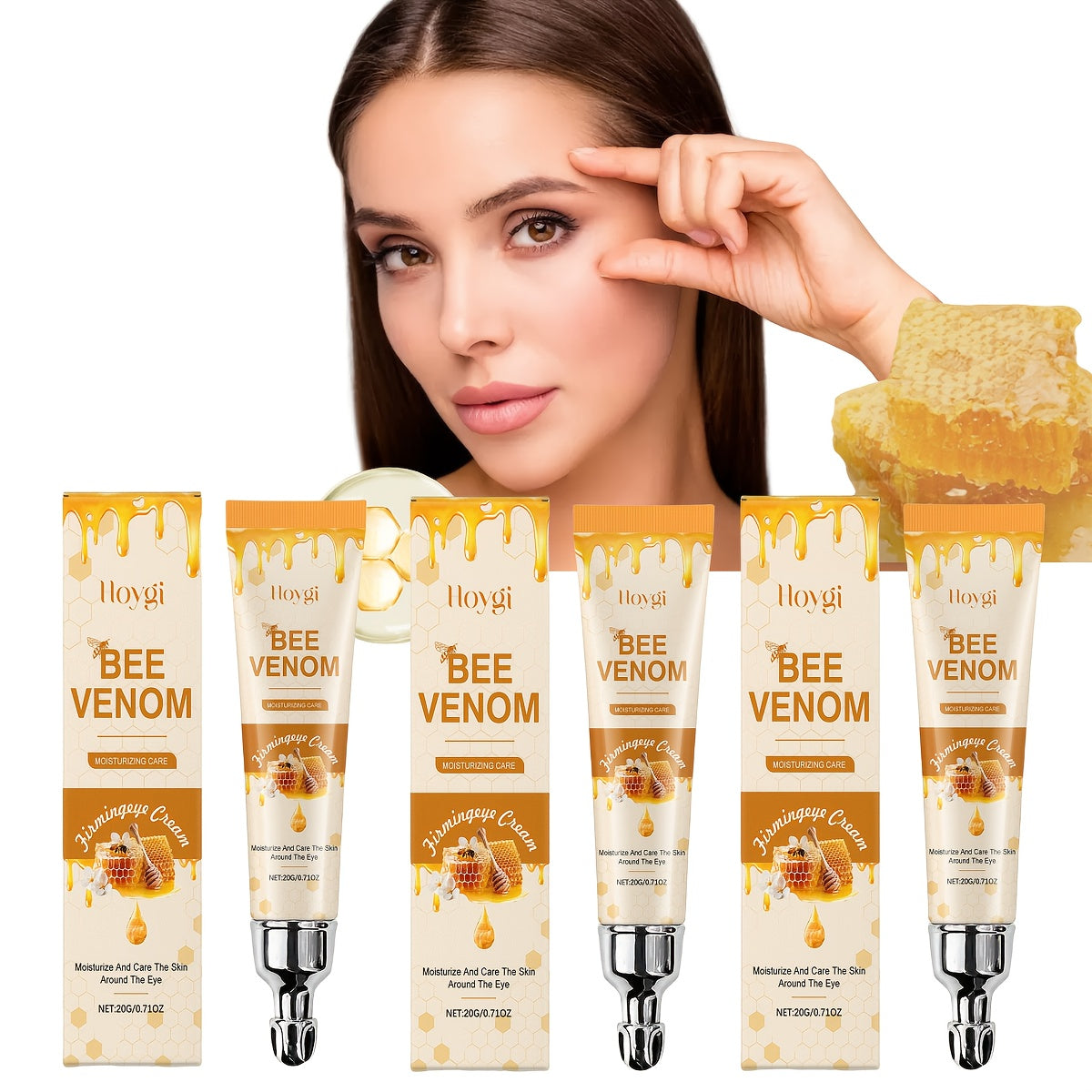 Hyaluronic Acid Under Eye Cream 3-Pack – Honey Miracle Firming & Moisturizing Formula for Dark Circles, Puffiness & Fine Lines | Fast-Absorbing Anti-Aging Eye Cream for All Skin Types | Value Set