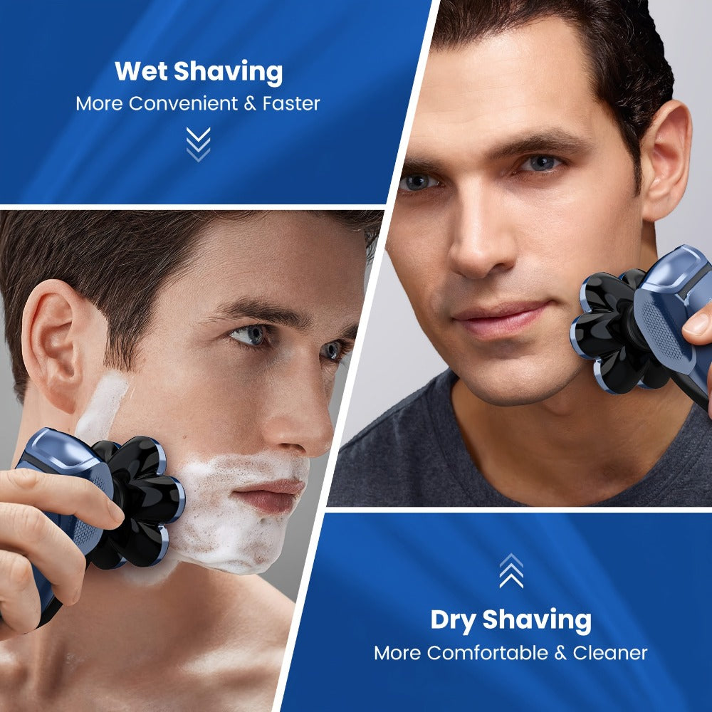Skull Shaver for Bald Men 5-in-1 Rechargeable Rotary Electric Razor - 7D Floating Heads, 3-Speed LED Display Grooming Kit, Close Shave Head Shaver for Men