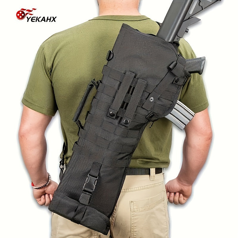 Tactical Gun Holster Sling Scabbard Bag, Water-Resistant Polyester Rifle Pistol Case with Ambidextrous Design and Adjustable Shoulder Strap for Outdoor Hunting Shooting Range