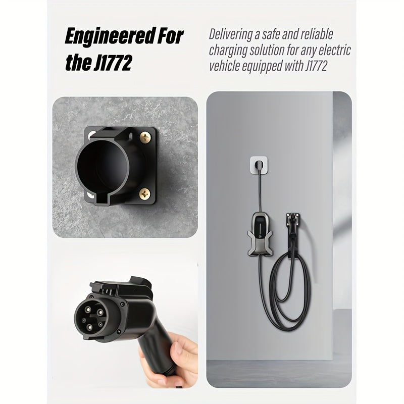 Wall-Mounted Holder Kit for Tesla Charger, Suitable for Indoor And Outdoor Use, Designed for The Model with a Black Mobile Connector Charging Cable, Without Battery