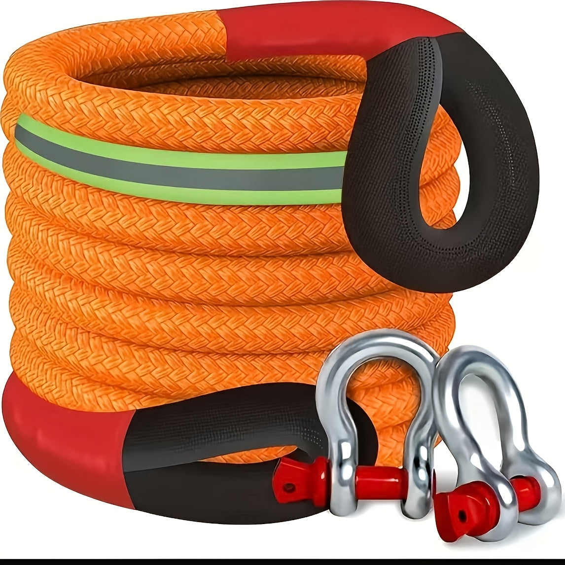 4-Size Heavy-Duty Tow Strap And Hook Kit, 216 In/18 Ft And 374 In/31.17 Ft Nylon Recovery Ropes, 5.44 T/12, 000 Pounds And 18.6 T/41, 000 Pounds And 20.87 T/46, 000 Pounds Capacity, 2 Steel D-Ring Shackles And Storage Bag for Trucks, Suvs, Utvs