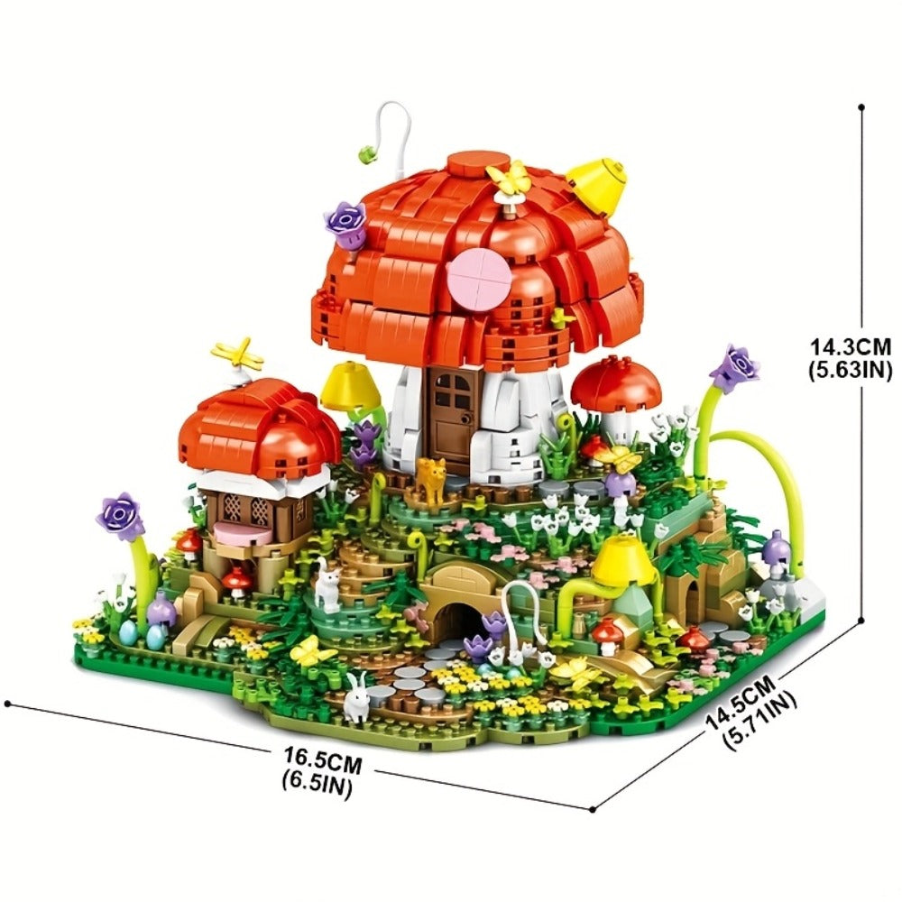 Fairy Mushroom House Building Blocks Set 2000+ Pcs – Mythical Fantasy Miniature Architecture Model 663 Desktop Decoration Display for Adults Teens Birthday Christmas Gift Fantasy Lovers