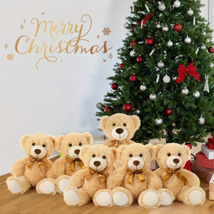 Mini Teddy Bears Set of 6 – Cute Small Khaki Stuffed Animal Plush Bears for Party Favors, Birthday Gift Bags, Classroom Prizes & Kids Toddlers Girls Boys