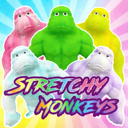 Stretchy Gorilla Fidget Toy Squishy Squeeze Monkey – PVA Sponge Sensory Stress Relief Toy for Kids & Adults, 5 Colors, Easter Basket Stuffer, Christmas Stocking Stuffer, Party Favor