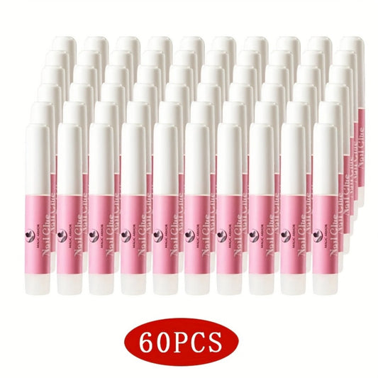 Press On Nail Glue 60pcs Professional Acrylic Nail Tip Adhesive — Super Strong Gel Formula for False Nails, Nail Extensions & Broken Nail Repair, Long-Lasting Salon-Quality Bond, Precision Tip Applicator, Value Pack