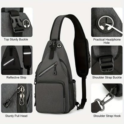 Crossbody Bag for Women & Men, Large Capacity Single Shoulder Bag with Zipper, Lightweight Multi-Pocket Design, Casual Sling Bag for Travel, Hiking, Work & Daily Use – Multiple Colors Available