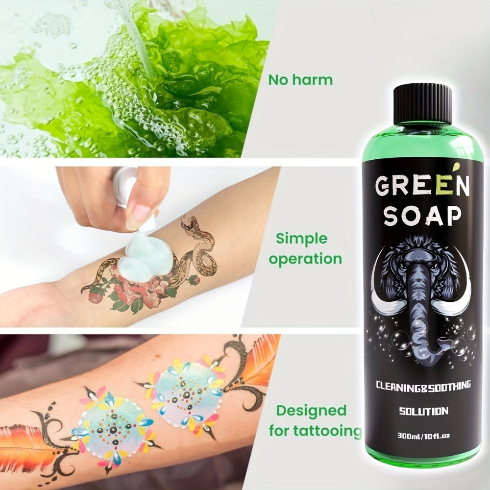 Tattoo Green Soap Kit Cleansing Solution with Squeeze Bottle – Green and Blue Tattoo Soap for Artists, Safe Color Foam Moisturizing Formula, Tattoo Supplies and Accessories Multiple Sizes