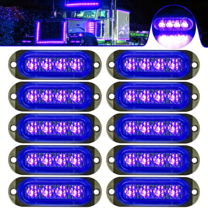 10pcs LED Side Indicator Lamps for Cars & Trucks - Amber/White/Red, 12-24V, High-Visibility External Lamps for Motor Vehicles, Motor Vehicle Lighting|Modern Truck Lamps|Durable Construction, Truck Accessories, Without Battery