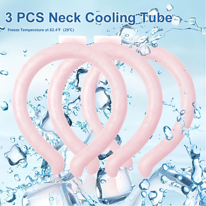 Cooling Neck Ring 3-Pack – Wearable Ice Gel Tube Wrap for Hot Weather, Outdoor Sports, Heat Relief & Hot Flashes, Freezes at 28°C, Hands-Free Summer Cooling for Men & Women