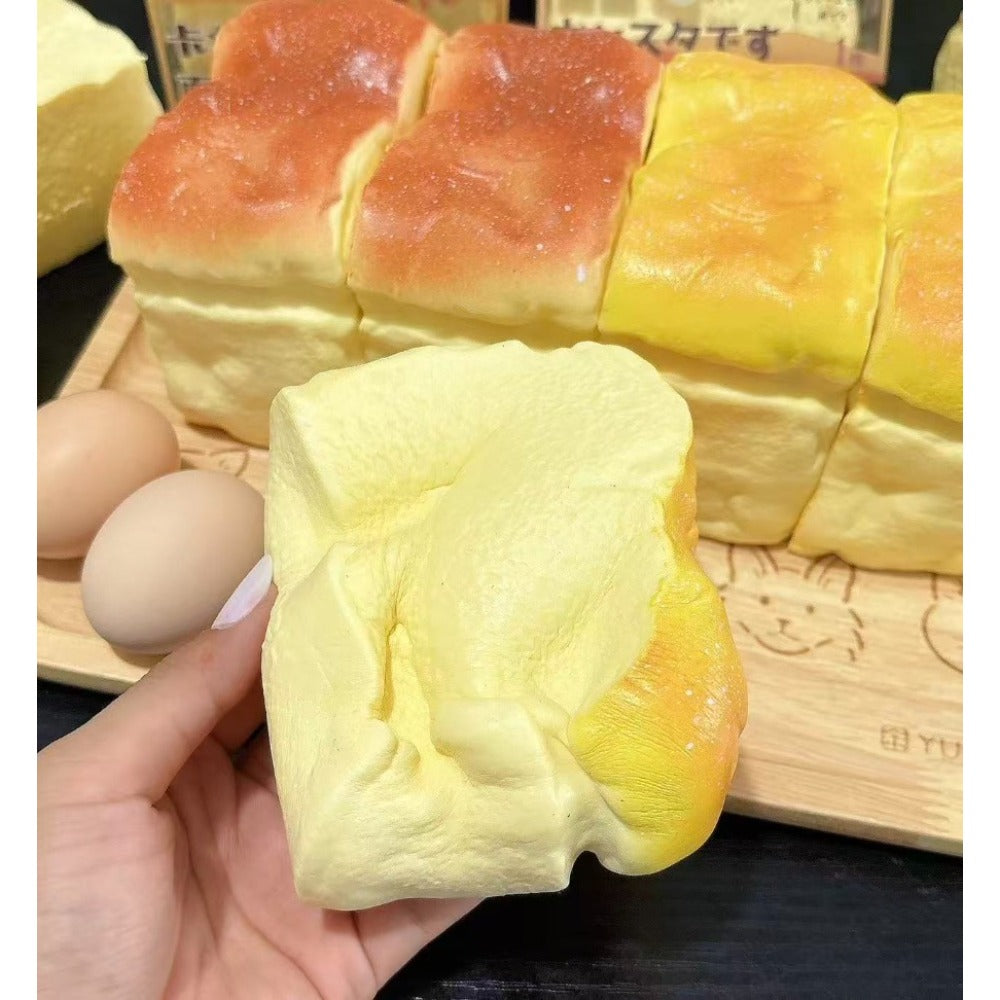 Squishy Bread Slow Rising Stress Relief Toy – Soft Skin-Touch Simulated Bread Fidget Squeeze Toy Non-Toxic Desk Decor Anxiety Relief Gift for Kids Adults