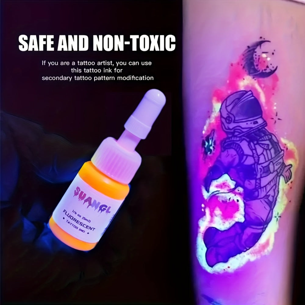 UV Blacklight Tattoo Ink Set Fluorescent Glow in the Dark 5ml Bottles UV Reactive Tattoo Dye for Body Art Glow Parties Festivals 5 8 11 15 Colors
