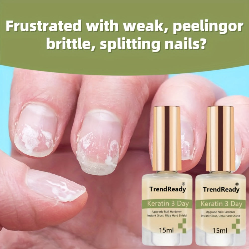 Nail Hardener 2 Bottles Extra Strong & Jelly Nude - Keratin Ridge Filler Base Coat for Weak Damaged Brittle Nails, Strengthening Nail Polish Treatment for DIY Gel Manicure, Home Salon Nail Art Women