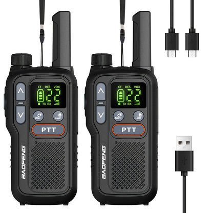 Long Range Walkie Talkies for Adults, BAOFENG 22 FRS Channels LCD Display VOX Hands-Free, USB-C Rechargeable Li-ion Battery, 2-3 Mile Range, for Hiking Camping Family Outdoor Emergency
