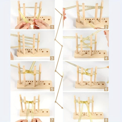 9-Piece Wooden Wreath & Bow Maker Crafting Tool Set, DIY Floral Wreath Molds with Wooden Sticks Rope Checkered Fabric, Party Decoration Craft Supplies for Holiday