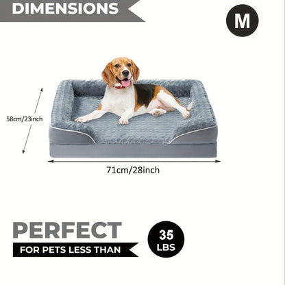 Orthopedic Dog Sofa Bed C-Shape Bolster – Washable Removable Cover, 3-Inch Thick Anti-Anxiety Plush, Nonskid Bottom for Extra Large Dogs, M to XXXL, Grey