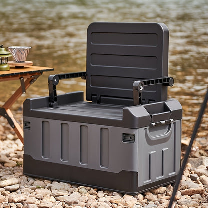 Portable Camping Stool with Backrest & Storage Compartments – Foldable Outdoor Fishing Seat, Lightweight Ergonomic Design for Hiking, Travel, Car Trips & Outdoor Adventures, Optional Waterproof Bag Included