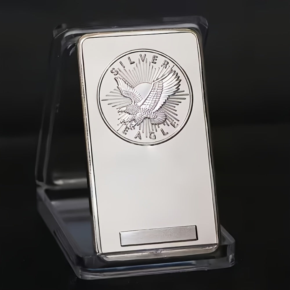 1oz Silver Eagle Statue 99% Pure Metal Collectible Figurine – Anti-Corrosion Decorative Eagle Sculpture for Home Decor Jewelry Making Craft Gift