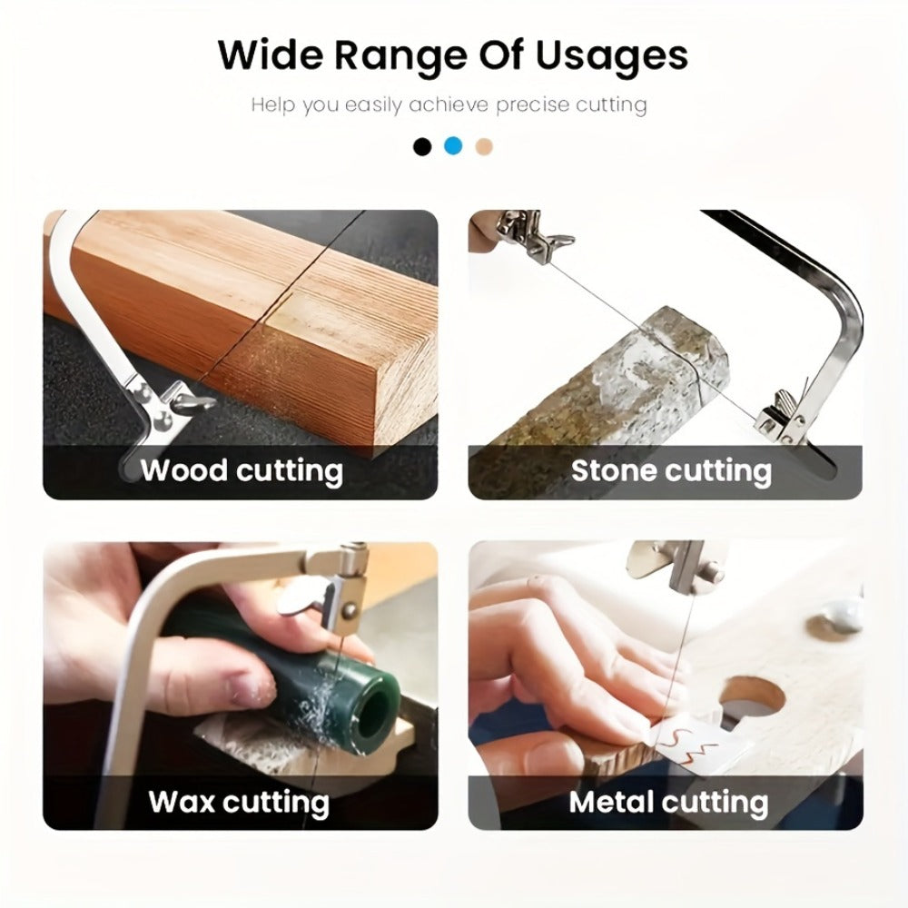 Hand Saw Kit with 12 Blades – Adjustable Jewelry Making Saw Frame, Multi-Function Manual Cutting Tool for Wood, Metal, Stone & Craft DIY Projects