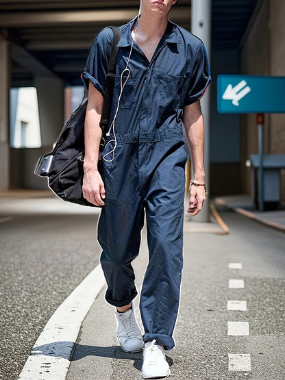 Men's Hooded Coveralls - Full-Zip One-Piece Design Style 8709