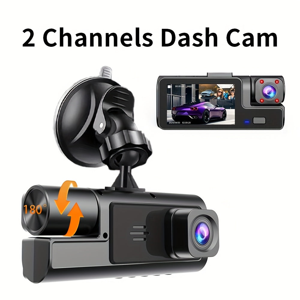 Dash Cam for Car FHD1080P 2 Channels Camera 360 Dash Cam Car DVR 170° Large Wide Angle Car Recorder Super Night Vision Loop Recording G-Sensor Tachograph Dashboard Camera