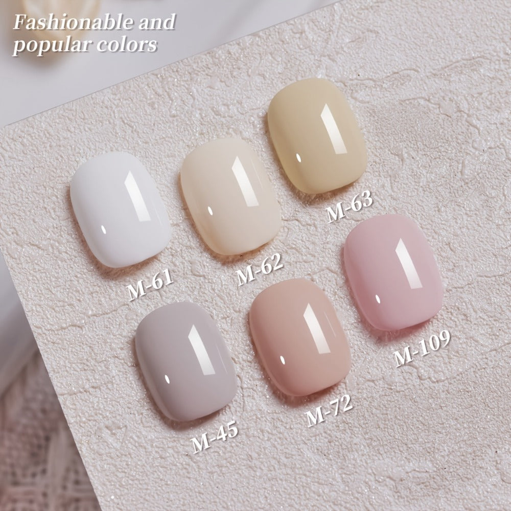 Gel Nail Polish Set 6 Colors White Shades Gentle White Collection - Milk Tea Cherry Blossom Pink Soak Off UV LED Long Lasting Spring Summer Nail Art Gel Polish for Women Salon Home DIY