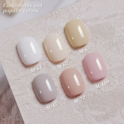 Gel Nail Polish Set 6 Colors White Shades Gentle White Collection - Milk Tea Cherry Blossom Pink Soak Off UV LED Long Lasting Spring Summer Nail Art Gel Polish for Women Salon Home DIY