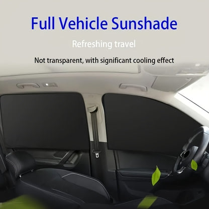 4pcs Magnetic Car Sunshade Set with 8 Magnets - Black Mesh Window Blocker, UV Protection and Privacy Screen, Easy to Install, Summer Essential