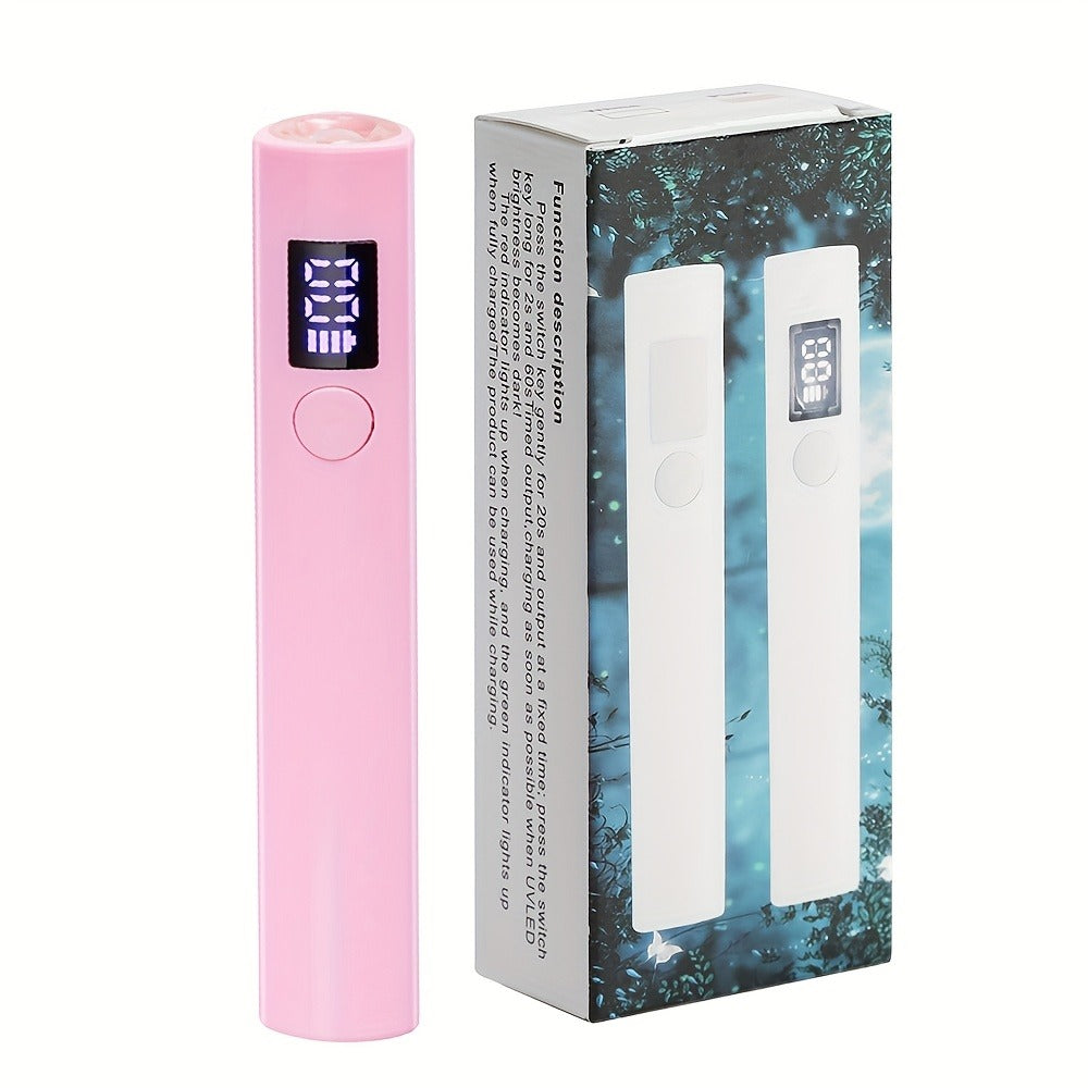 UV LED Nail Lamp Pen-Shape Cordless Rechargeable 365+405nm Gel Polish Curer – Portable Mini Nail Dryer with 2 Timer Modes 20s & 60s for Home Manicure & Nail Art, Gold White Pink