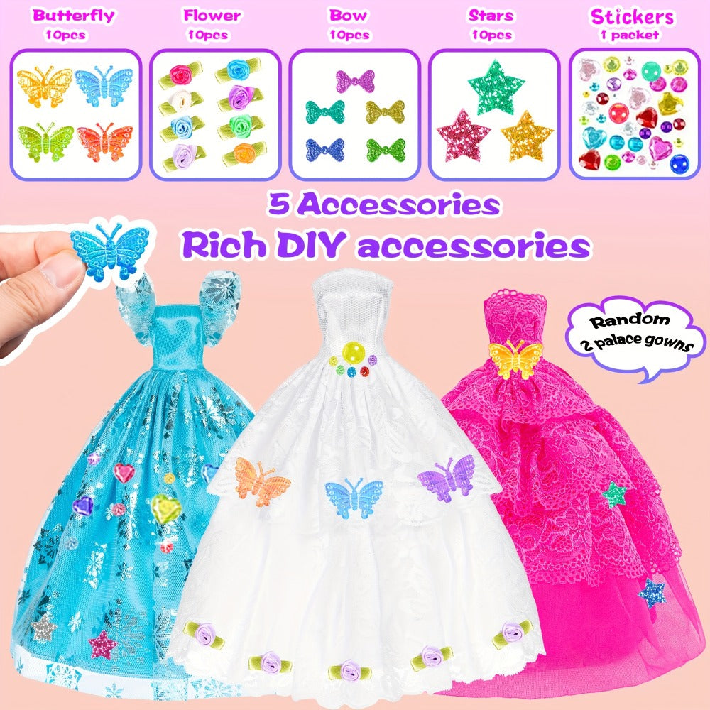 Fashion Doll Wardrobe Set 140pcs for 11.5 Inch Dolls – Deluxe Closet with Wedding Dress, Evening Gowns, Princess Dresses, Shoes, Necklaces & Accessories, Doll Included, Gift for Girls Ages 6-12
