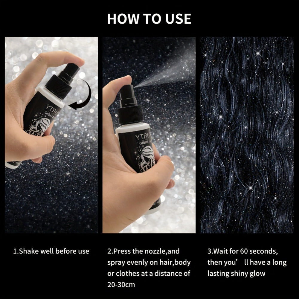 Body Shimmer Spray for Women – Star-Shaped Glitter Sparkle Mist 100ml Hydrating Formula for Body Hair & Clothes, Daily Wear Festival Rave Photoshoot Glow