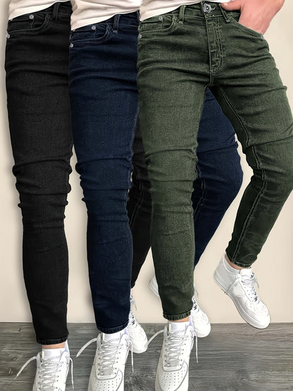 Men's Slim Fit Jeans 3-Pack - Stretch Denim Everyday Set