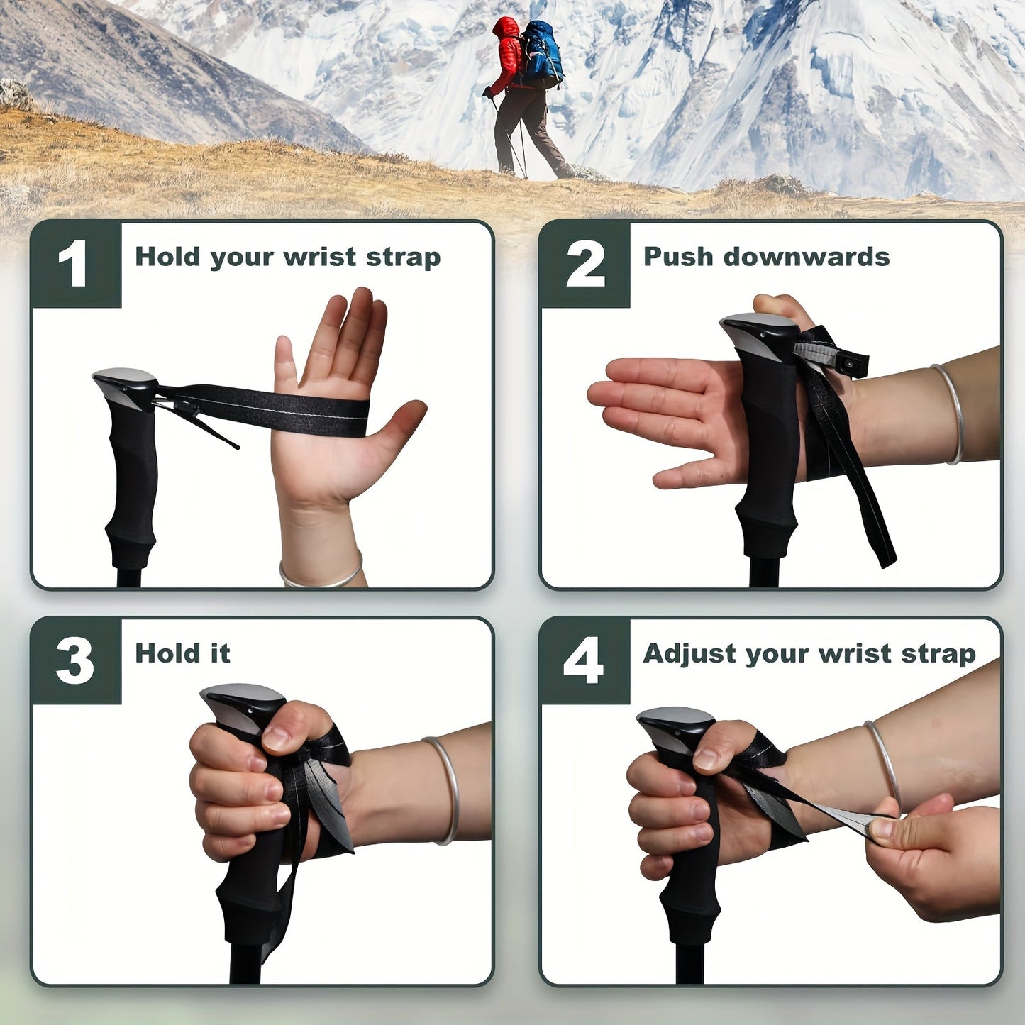 Aluminum Trekking Poles Set of 2 – Lightweight Quick-Lock Foldable Hiking Sticks with Ergonomic Non-Slip Grips, Rubber Tips & Carrying Case for Men & Women, Camping & Travel